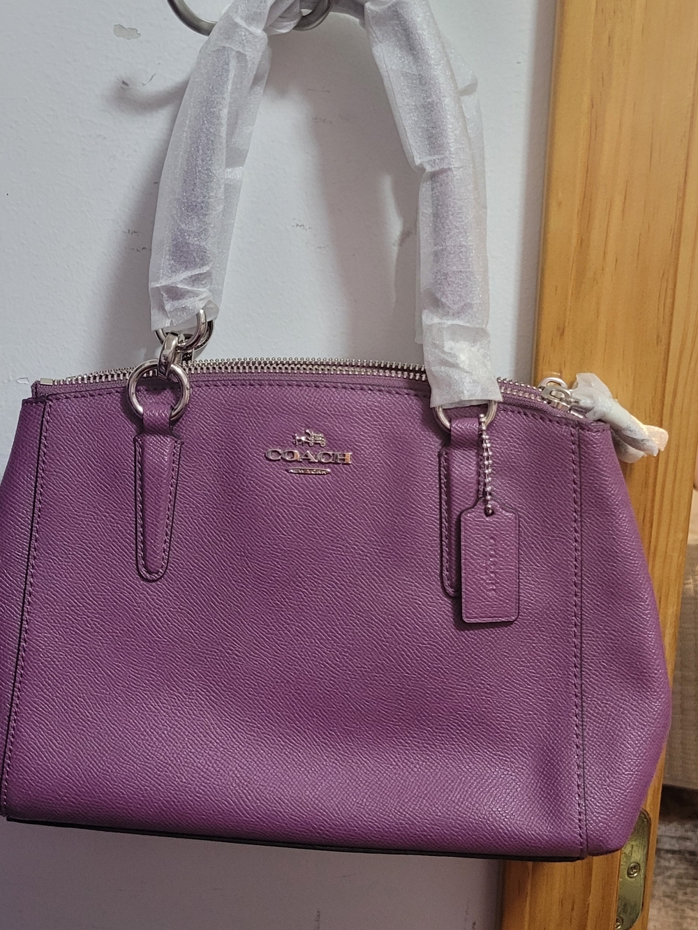 COACH Purple Saffiano Leather Satchel